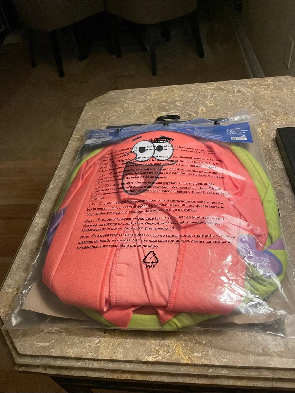 SpongeBob SquarePants Patrick Star Hooded Jumpsuit Costume Size L (10-12) Child